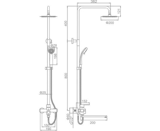 Душевая система LEDEME со смесителем и тропическим душем, L72403-1 65886 – изображение 2