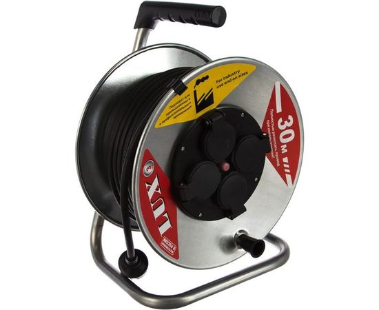 Силовой удлинитель на металл.катушке LUX 55130 К4-Е-30 КГ 3x2.5 30м 16А 4 роз. с з/к, защитой и крышк. IP44 4606400420415 – изображение 3