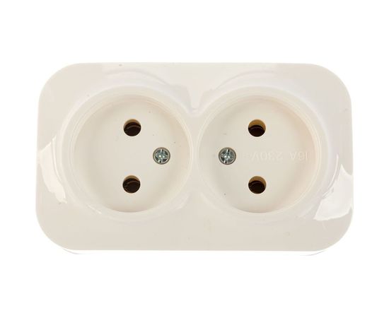 Двухместная розетка IONICH б/з, о/у, 16А, 220В, белая еврослот 1417 – изображение 5