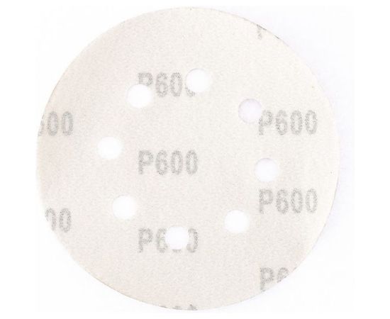 Круг абразивный на ворсовой подложке под липучку, перфорированный (5 шт; 125 мм; 8 отв.; P500) MATRIX 73816 – изображение 4