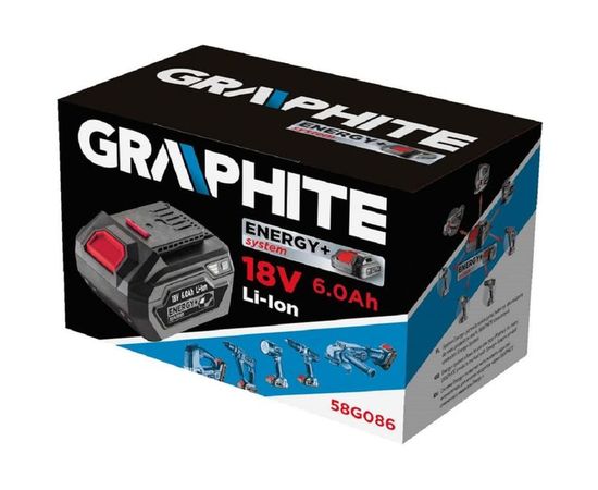Батарея аккумуляторная Energy+ (18 В; Li-Ion; 6 Ач.) GRAPHITE 58G086 – изображение 3