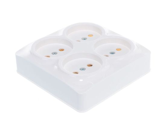 Четырехместная квадратная розетка IONICH б/з, о/у, 16А, 220В, белая еврослот 1448 – изображение 2