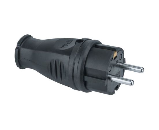 Вилка Navigator NCA-PLR02-16A-E-IP44-BL, с заземлением, прямая, каучук, черная 61368 
