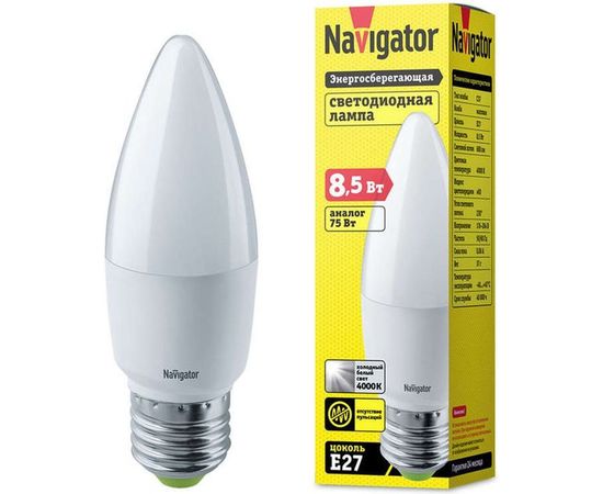 Светодиодная лампа NAVIGATOR 61 328 NLL-C37-8.5-230-4К-E27-FR 61328 476068 