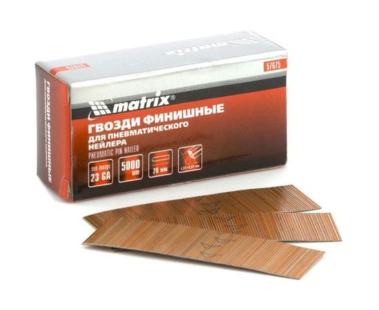 Финишные гвозди MATRIX шпильки 23GA для пн. нейлера финишного 5000 шт 57675 