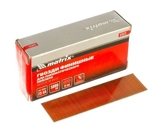 Финишные гвозди MATRIX шпильки 23GA для пн. нейлера финишного 5000 шт 57673 – изображение 2