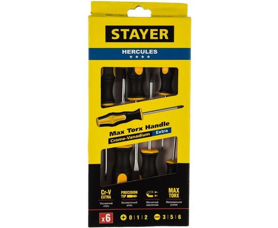 Набор отверток Stayer HERCULES Cr-V, эргономичная двухкомпонентная рукоятка, 6 предметов 25055-H6_z03 – изображение 3