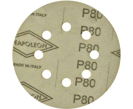 Круг шлифовальный на липучке PAPER GOLD (5 шт; 125 мм; 8 отверстий; P80) NAPOLEON npg5-125-8-080 – изображение 4