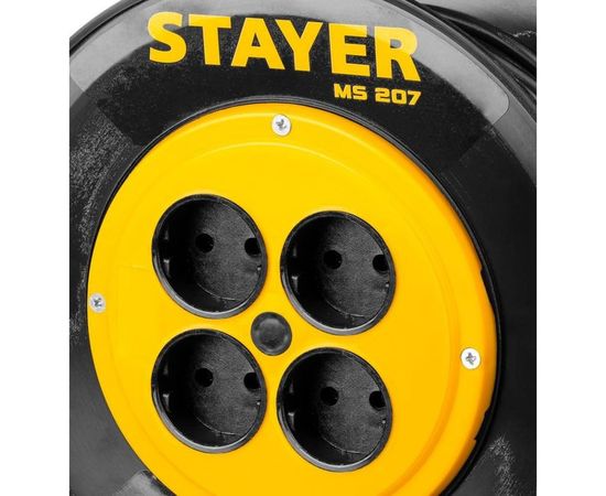 Удлинитель на катушке STAYER "MS 207", 50 м, 2200 Вт, 4 гнезда, ПВС, 55073-50 – изображение 4