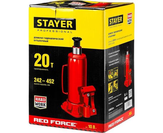 Гидравлический бутылочный домкрат STAYER Red Force, 20т 43160-20_z01 – изображение 8
