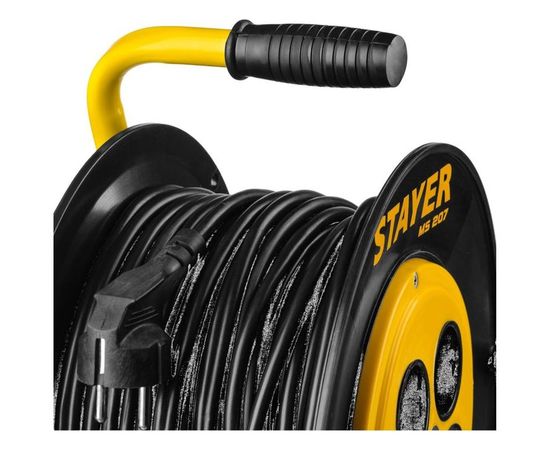 Удлинитель на катушке STAYER "MS 207", 50 м, 2200 Вт, 4 гнезда, ПВС, 55073-50 – изображение 3