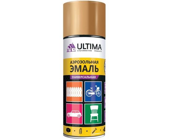 Аэрозольная краска ULTIMA RAL 1018 ЛАТУНЬ МЕТ универсальная 520 мл ULT044 
