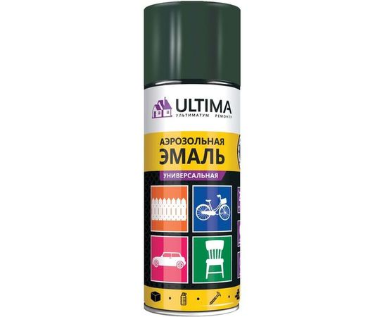 Аэрозольная краска для металлочерепицы Ultima ЗЕЛЕНЫЙ МОХ RAL 6005, 520 мл ULT0202 