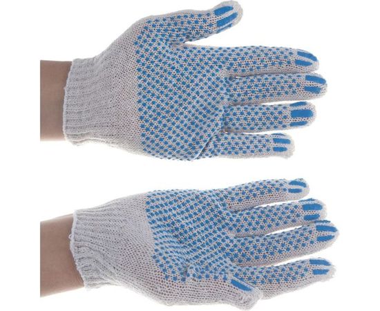 Бытовые перчатки х/б с ПВХ нанесением БЕРТА 10 класс, 10 пар 100/10 – изображение 2