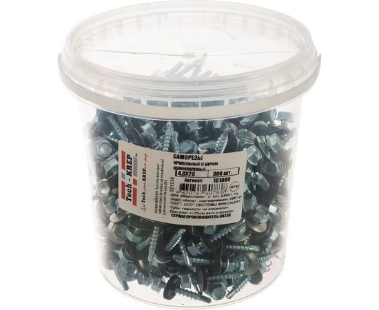 Кровельный саморез Tech-Krep КР ZP сверло 4,8х28 300 шт, ведро 101000 – изображение 4