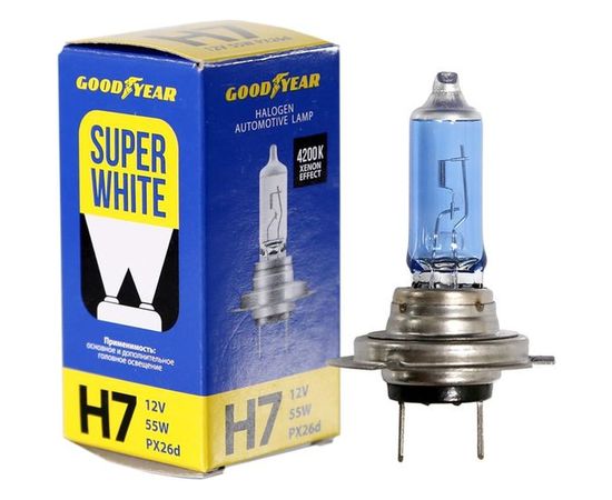 Автомобильная галогенная лампа Goodyear Н7 12V 55W PX26d Super White GY017126 