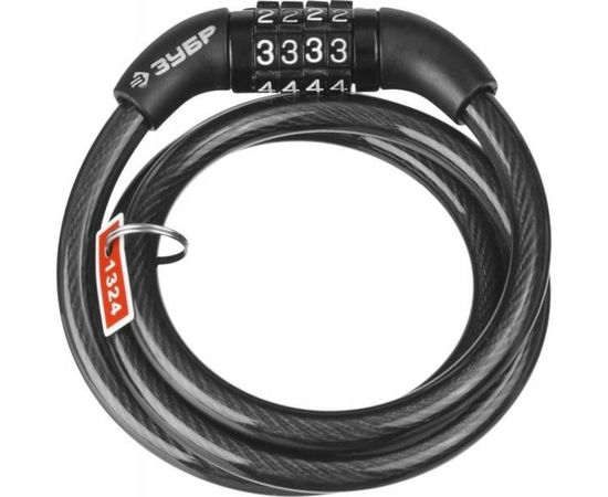 Тросовый кодовый Замок Зубр Стандарт с неизменяемым кодом длина троса 1200 мм d 8 мм 37267-120 