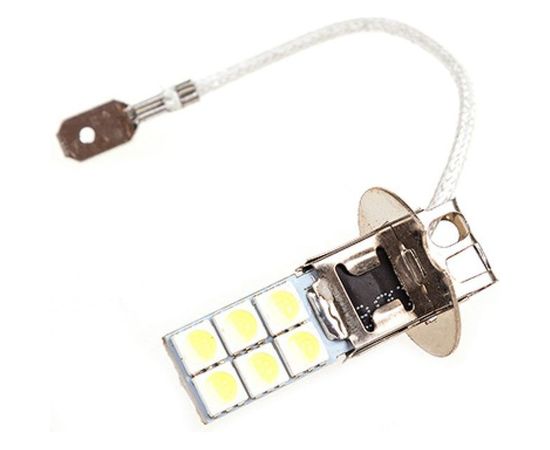 Автолампа диод SKYWAY H3, 12V, 12 SMD, блистер с цоколем, 1-контакт, белая, комплект 2 шт., ближний, дальний, S08201323 