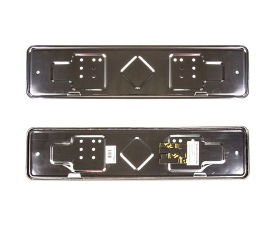 Рамка для номера SKYWAY металл, под болт, нержавеющая сталь, без надписи с противошумными полосками S04101005 
