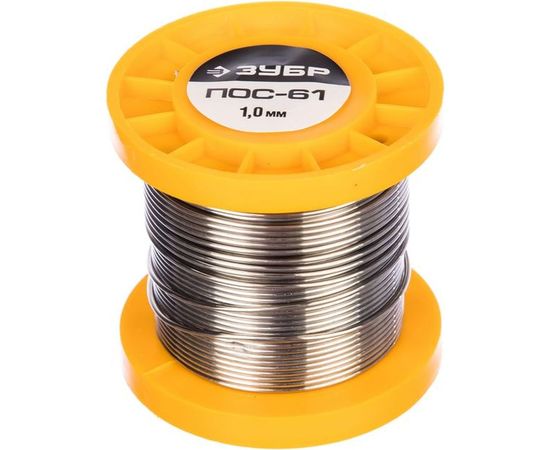 Припой ПОС 61 (1 мм; 100 г; трубка с канифолью) Зубр 55450-100-10C 
