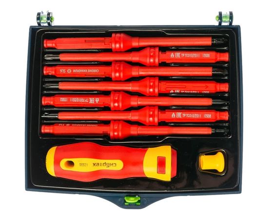 Диэлектрическая отвертка со сменными жалами СИБРТЕХ до 1000В 9 предметов 12938 – изображение 8