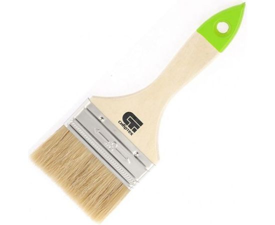 Плоская кисть, 75 мм натуральная щетина, деревянная ручка СИБРТЕХ 82265 – изображение 2