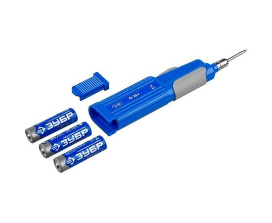 Паяльник Зубр ПРОФЕССИОНАЛ беспроводной на батарейках, высокотемпературное жало, 3xAA, 6Вт 55410_z01 – изображение 3