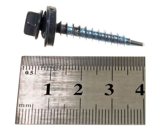 Кровельный саморез крепежная техника серый графит RAL 7024, 4.8х35 мм, 250 шт 420370 БК – изображение 2