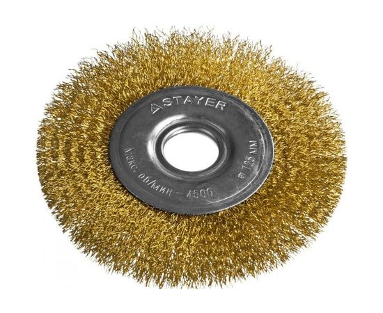 Щетка дисковая PROFESSIONAL (125х22 мм; витая стальная латунированная проволока 0.3 мм) для УШМ STAYER 35122-125 