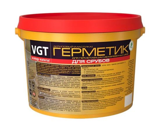 Акриловый высокоэластичный герметик для срубов VGT белый, 15 кг 15618 