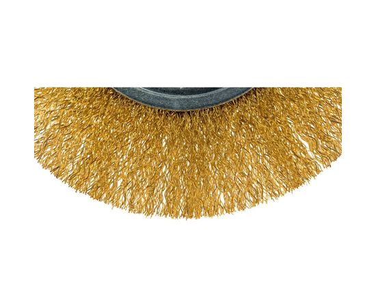 Щетка дисковая PROFESSIONAL (125х22 мм; витая стальная латунированная проволока 0.3 мм) для УШМ STAYER 35122-125 – изображение 4