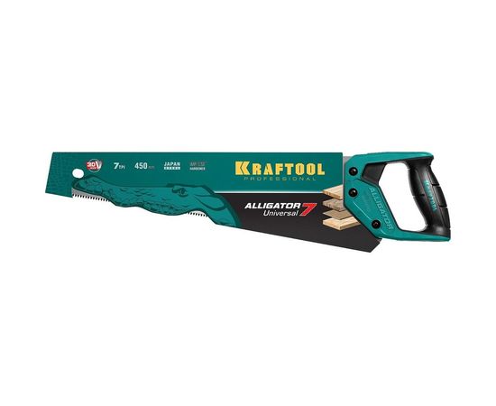 Ножовка KRAFTOOL Alligator 7 универсальная, 450 мм, 7 TPI, 3D зуб, 15004-45_z01 – изображение 2