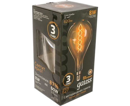 Лампа Gauss LED Vintage Filament Flexible A160 8W E27 160х300mm Golden 620lm 2400K 150802008 – изображение 2