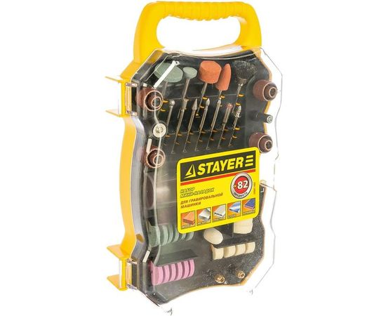 Набор мини-насадок в пластиковом кейсе (82 предмета) для гравировальных машин Stayer 29901-H82 – изображение 2