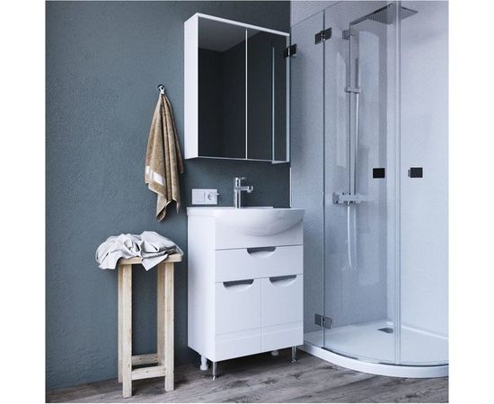 Напольная тумба с раковиной ИТАНА Nrava Aqua Адель 60 600х440х870 с ящиком 11458 – изображение 5