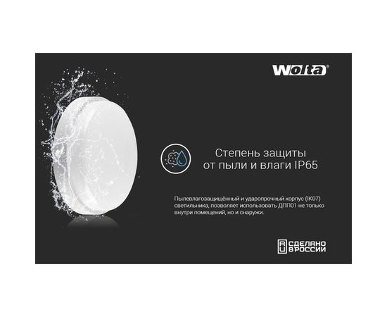 Светодиодный светильник c оптико-акустическим датчиком Wolta ДПП01-12-021-4К-ОА – изображение 5
