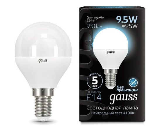 Лампа Gauss LED Шар E14 9.5W 950lm 4100K 105101210 