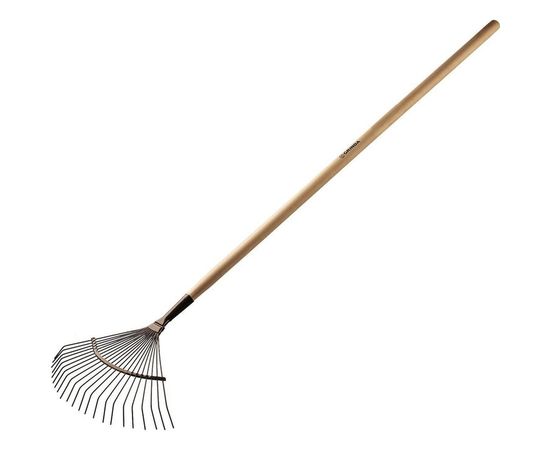 Веерные садовые грабли с деревянным черенком GRINDA 22 круглых зубца, 400х260х1500 мм 39591 
