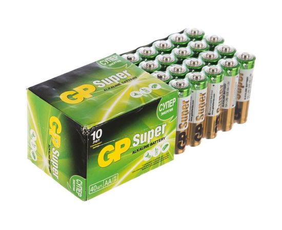 Алкалиновые батарейки GP АA 40 шт Super Alkaline 15А 15A-2CRVS40 