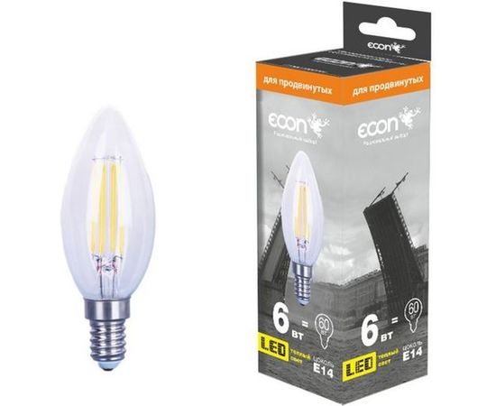Светодиодная лампа ECON LED CN 6Вт E14 2700K B35 FIL 926011 