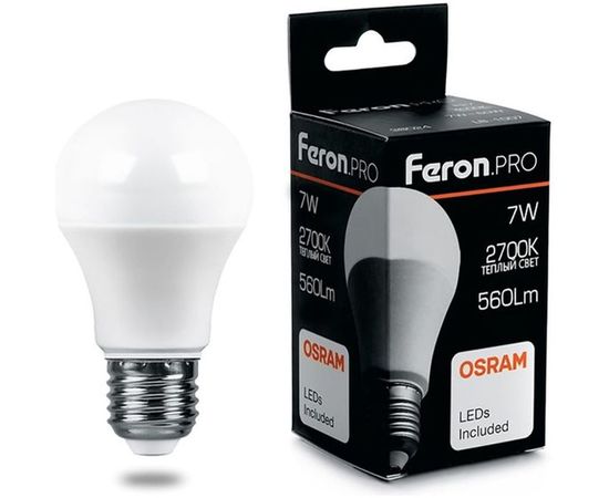 Светодиодная лампа FERON PRO LB-1007 шар E27 7W 2700K OSRAM LED 38023 