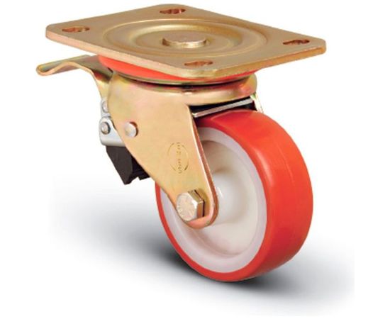 Колесо сверхмощное полиуретановое поворотное с тормозом 125 мм MFK-TORG ED01 ZBP 125 F 