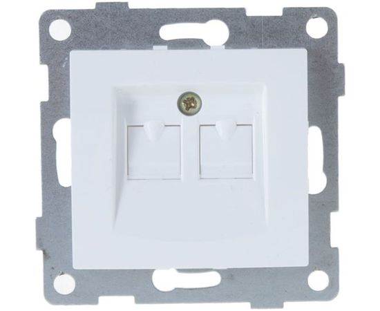 Механизм компьютерной розетки GUSI ELECTRIC Bravo RJ45, двойной, СУ, белый С10К2-001 