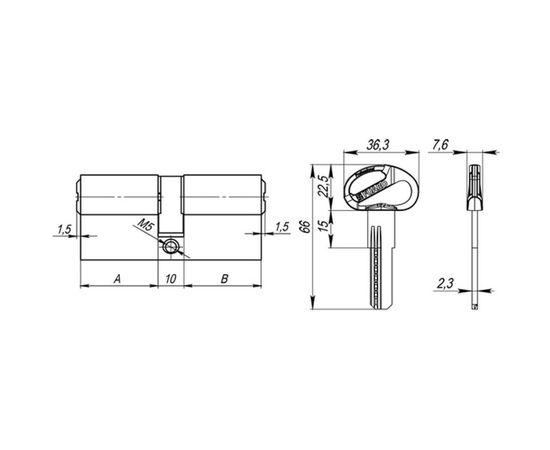 Цилиндровый механизм Fuaro D-PRO500/70 mm /30+10+30/ CP хром 5 кл. 37717 – изображение 3