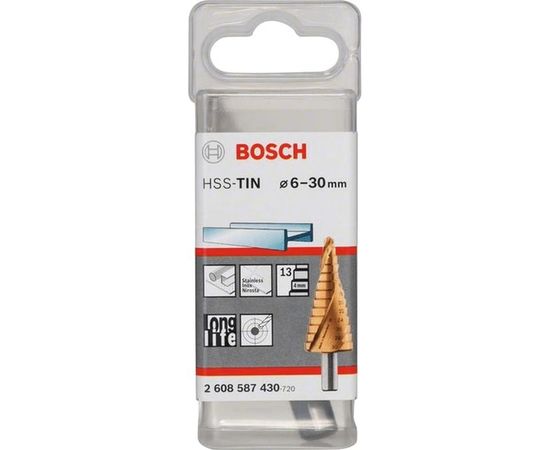 Ступенчатое сверло по металлу Bosch HSS-TiN 13 ступеней 6-30 мм 2608587430 – изображение 2