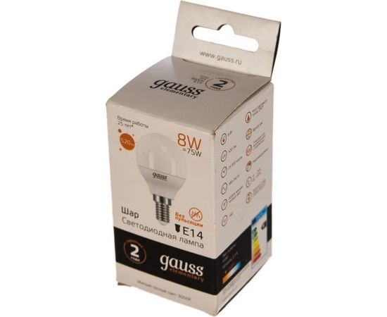 Лампа LED Globe 8W E14 3000K Gauss Elementary 53118 – изображение 2