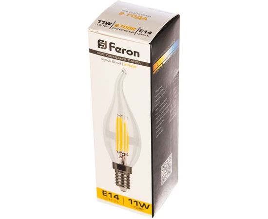 Светодиодная лампа FERON 11W 230V E14 2700K прозрачная, LB-714 38010 – изображение 2