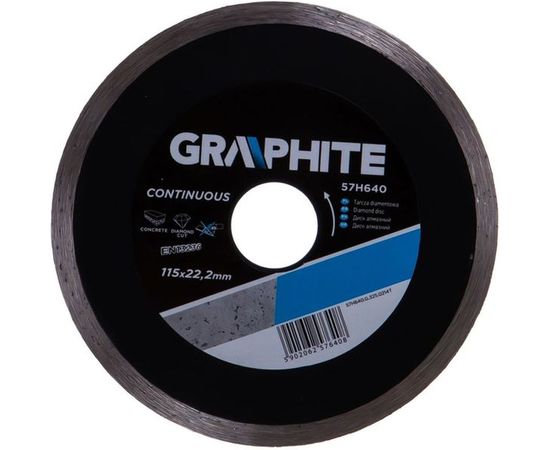 Диск алмазный сплошной (115х22.2 мм) GRAPHITE 57H640 – изображение 3