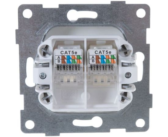Механизм компьютерной розетки GUSI ELECTRIC Bravo RJ45, двойной, СУ, белый С10К2-001 – изображение 2