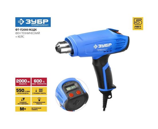 Технический фен ЗУБР Профессионал ФТ-П2000 2000 Вт М2ДК – изображение 6